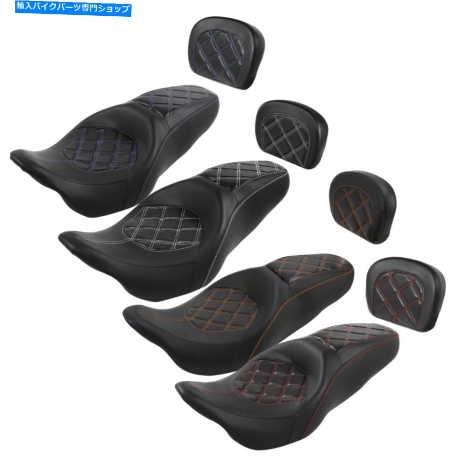 Seats ドライバー助手席＆シシーバーバックレストフィットハーレーロードグライド09-21 Driver Passenger Seat & Sissy Bar Rear Backrest Fit For Harley Road Glide 09-21