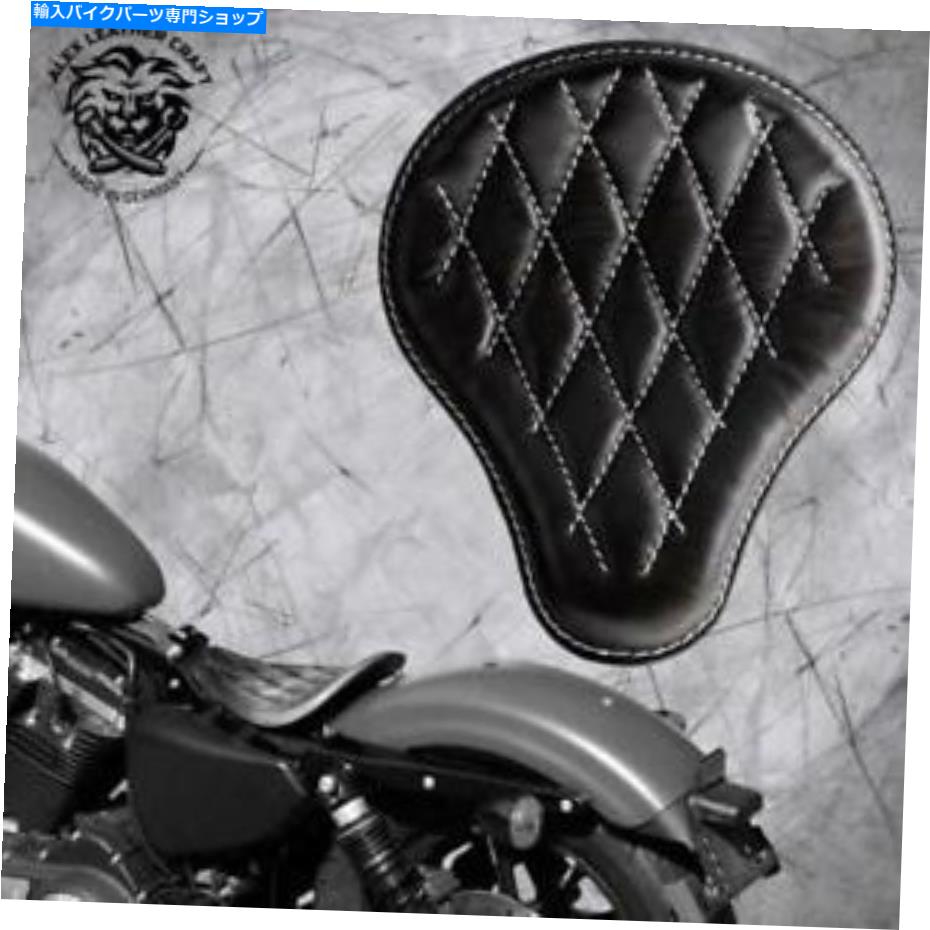 Seats フレームハーレースポーツスター04-20黒＆ホワイトV3のボッバーチョッパーサドルソロシート Bobber Chopper Saddle solo seat on frame Harley Sportster 04-20 black & white V3