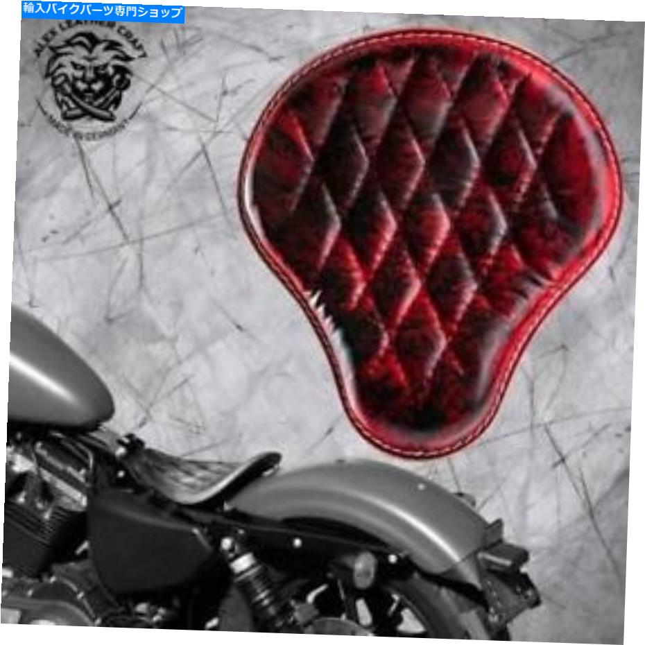 Seats フレームハーレースポーツスター04-20レッド＆ブラックV3のボッバーチョッパーサドルソロシート Bobber Chopper Saddle solo seat on frame Harley Sportster 04-20 Red & Black V3