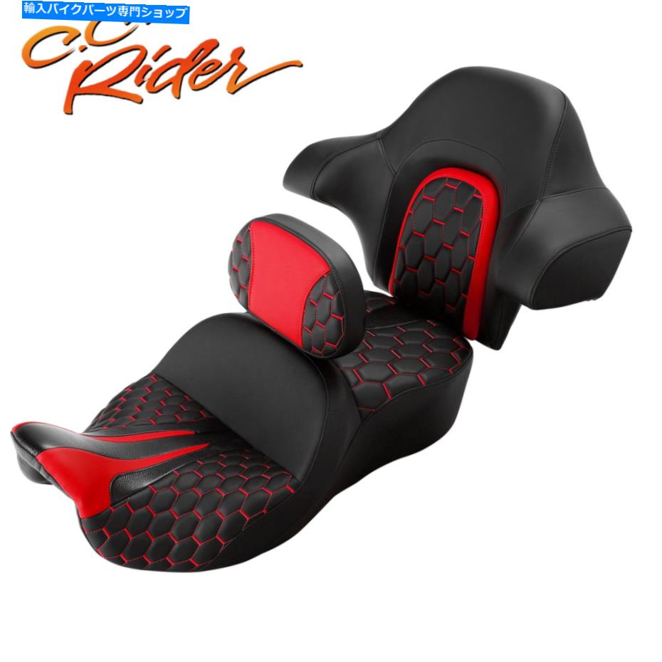 Seats C.C.ライダードライバーの助手席+ハーレーエレクトラグライドロードキングにフィット C.C. RIDER Driver Passenger Seat+Backrest Fit For Harley Electra Glide Road King