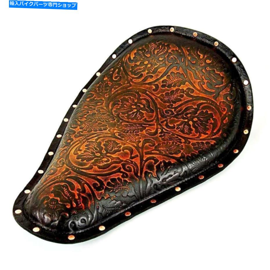 Seats 春のソロシートチョッパーボバーハーレーソフトアイル11x16x1アリbrnオークリーフレザー Spring Solo Seat Chopper Bobber Harley Softail 11x16x1 Ant Brn Oak Leaf Leather