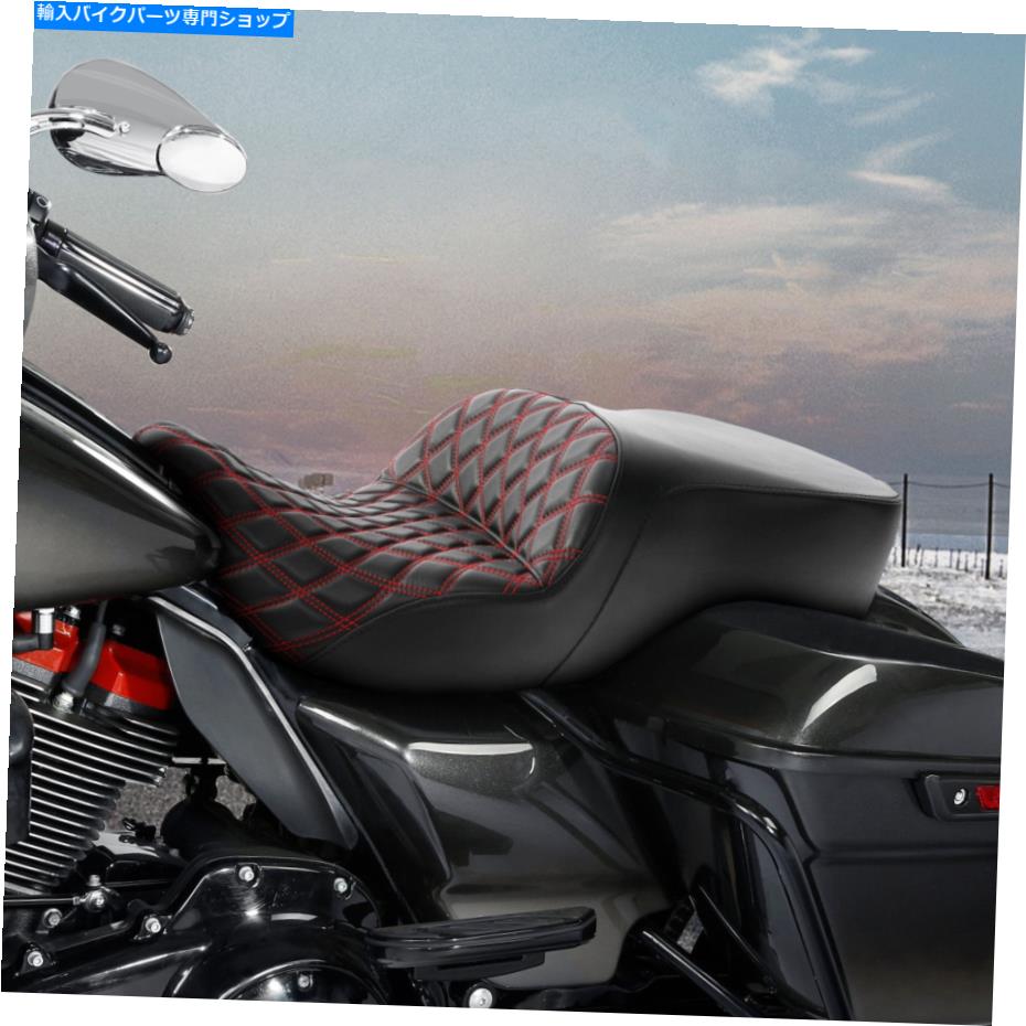 Seats ハーレーストリートロードグライドに適したドライバーライダーと助手席グライド09-22 PUレザー Driver Rider & Passenger Seat Fit For Harley Street Road Glide 09-22 PU Leather