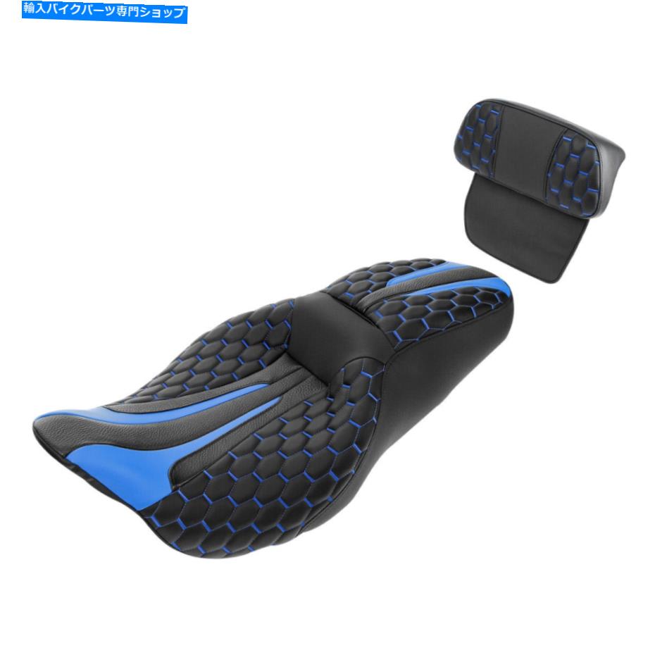 Seats ブラックブルードライバーの助手席バックレストパッドハーレーツーリングに合った14-22 15 16 Black Blue Driver Passenger Seat Backrest Pad Fit For Harley Touring 14-22 15 16