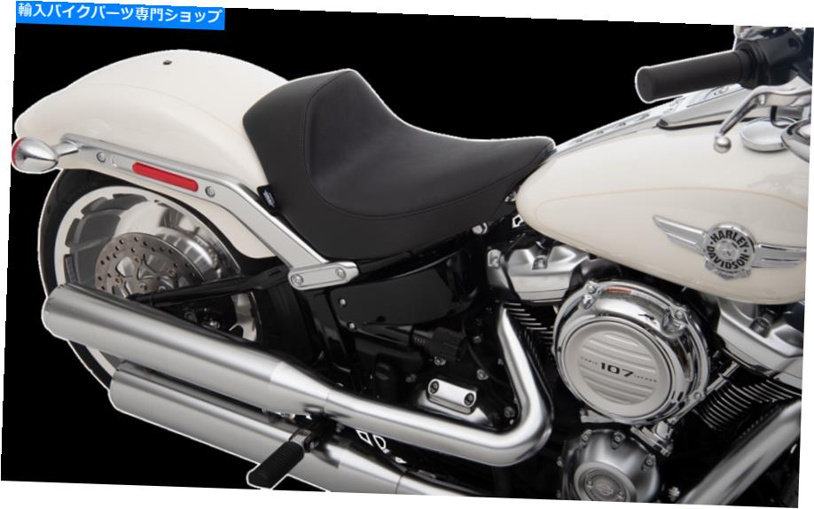 Seats ドラッグスペシャルティーズビニールブラックエズマウントソロシートハーレーソフトアイルの18-20のマウントソロシート Drag Specialties Vinyl Black EZ Mount Solo Seat for 18-20 for Harley Softail