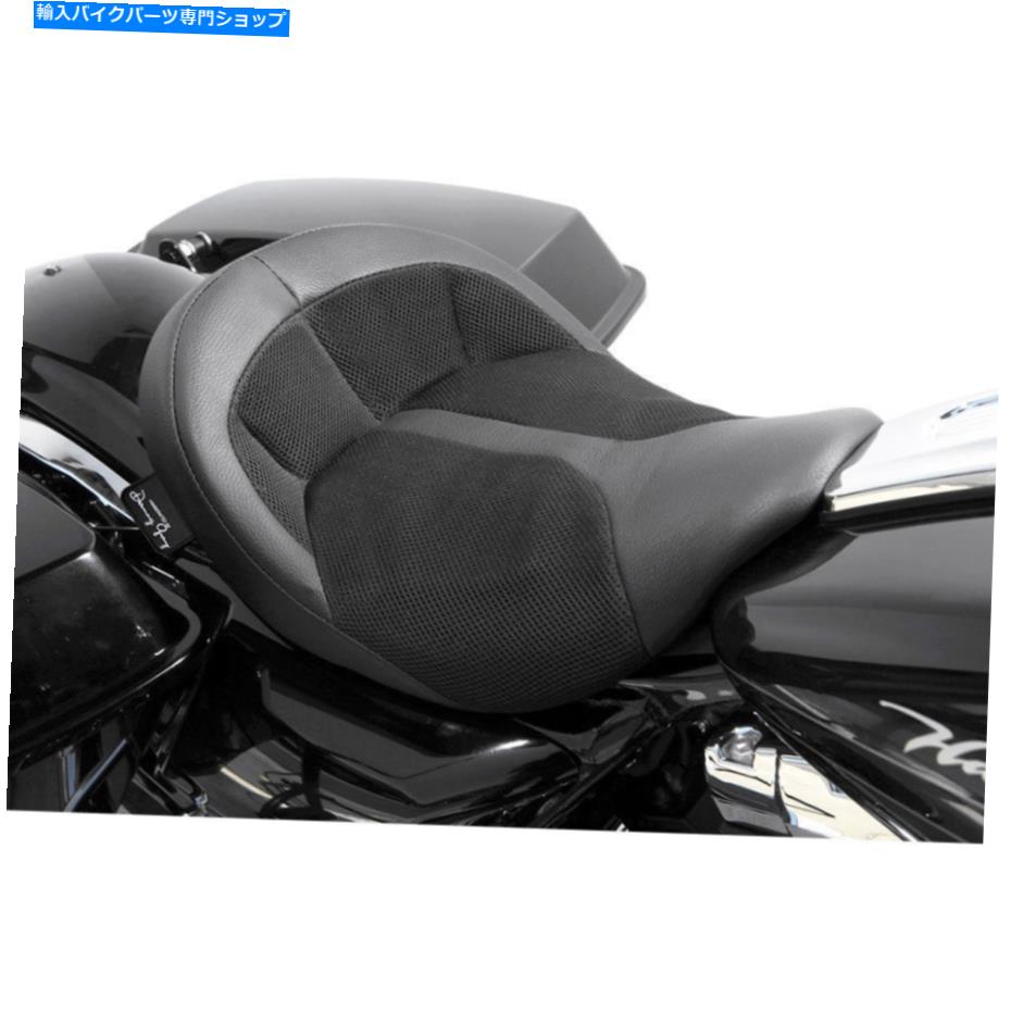 Seats 2008-16ハーレーツーリングモデルのダニーグレイブラックレザービッグストソロエアシート Danny Gray Black Leather BigIST Solo Air Seat for 2008-16 Harley Touring Models