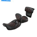 Seats ハーレーロードグライドに適したブラックレッドドライバーと助手席バックレストパッド14-23 Black Red Driver & Passenger Seat Backrest Pad Fit For Harley Road Glide 14-23