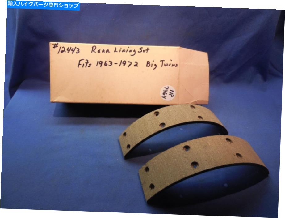 Brake Shoes ハーレーデビッドソン12443リアブレーキライニングセット1962-72ビッグツインNOS NP7464 Harley Davidson 12443 Rear Brake Lining Set 1962-72 Big Twin NOS NP7464