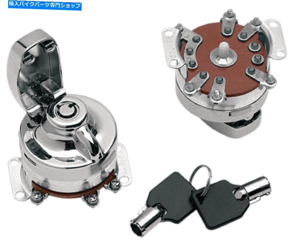 Switches ドラッグスペシャリティ6ポールイグニッションスイッチラウンドキークロムハーレーヘリテージ19 Drag Specialties 6 Pole Ignition Switch Round Key Chrome for Harley Heritage 19