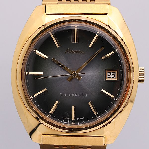 デッドストック級 稼働 良品 アロマ サンダーボルト 手巻 グリーン デイト 2BLT メンズ腕時計 OGH 10798ABC0561000