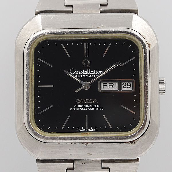 デッドストック級 オメガ スクエア ブラック AT コンステレーション 2RKT メンズ腕時計 OGH 10624ABC0081400