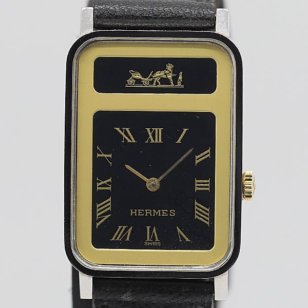 デッドストック級 稼働 エルメス ブラック/アイボリー文字盤 手巻 レディース腕時計 NSY11188ABC 0013200 3BJT