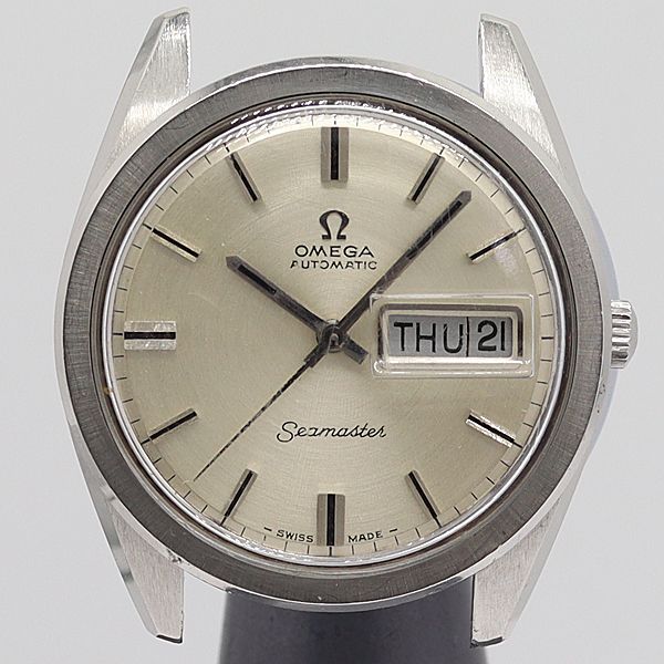 デッドストック級 稼働 オメガ AT/自動巻 シーマスター デイデイト シルバー文字盤 トップのみ メンズ腕時計 STU 1222ABC0583700