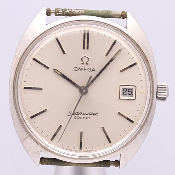 デッドストック級 稼働 オメガ 手巻き 136017-TOOL107 シーマスター デイト シルバー文字盤 トップのみ メンズ腕時計 1409ABC0459200 YSD