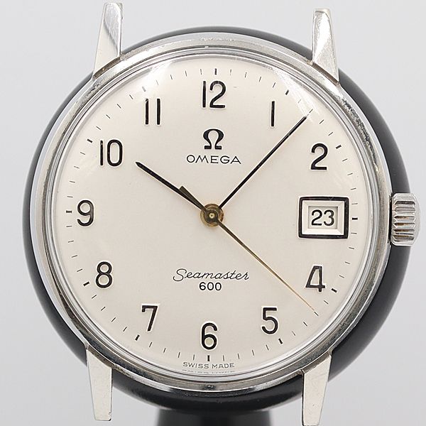 デッドストック級 稼働 美品 オメガ シーマスター 600 デイト シルバー文字盤 手巻 トップのみ メンズ腕時計 OGH 43ABC0044800