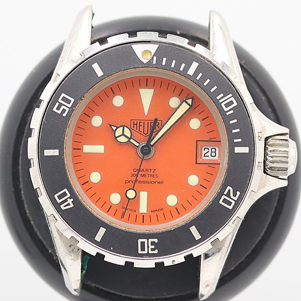デッドストック級 ホイヤー 980 0.11 デイト オレンジ文字盤 トップのみ QZ プロフェッショナル200M レディース腕時計 OGH 234ABC5725000