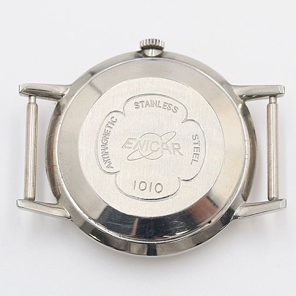 デッドストック級 エニカ 1010 21石 シルバー文字盤 ウルトラソニック 手巻 トップのみメンズ腕時計 OGH 197ABC5613000