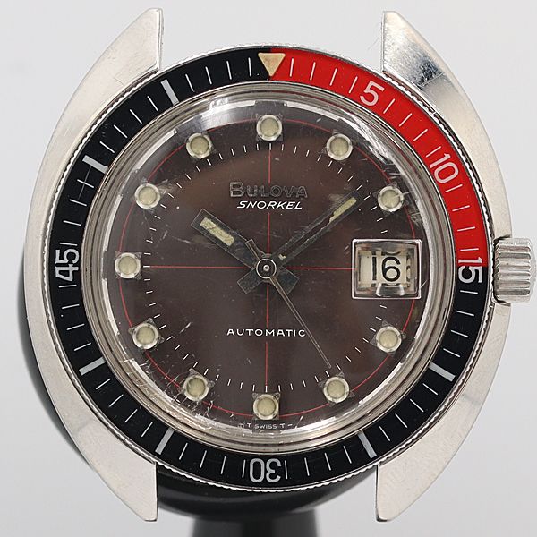 デッドストック級 稼働 ブローバ スノーケル デイト 黒文字盤 AT トップのみ メンズ腕時計 OGH 190ABC0607900