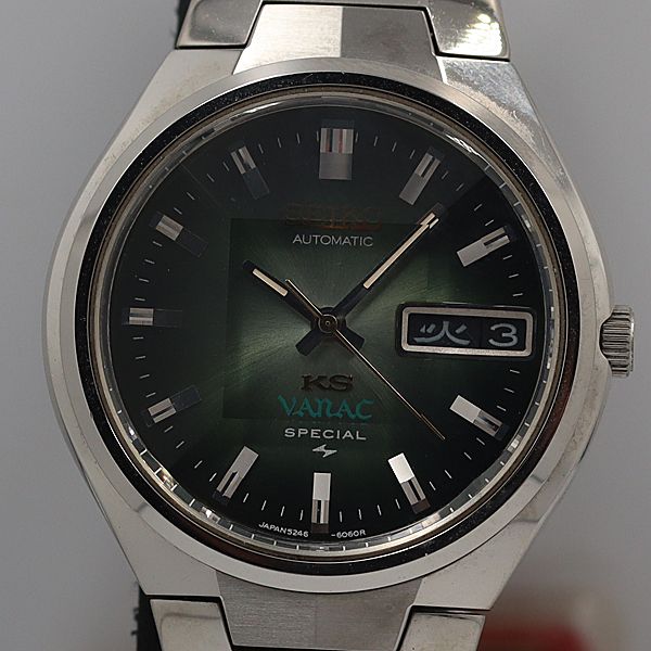 デッドストック級 稼働 良品 セイコー 5246-6051 キングセイコー バナック デイデイト AT グリーン文字盤 メンズ腕時計 OGH 5540ABC5859400