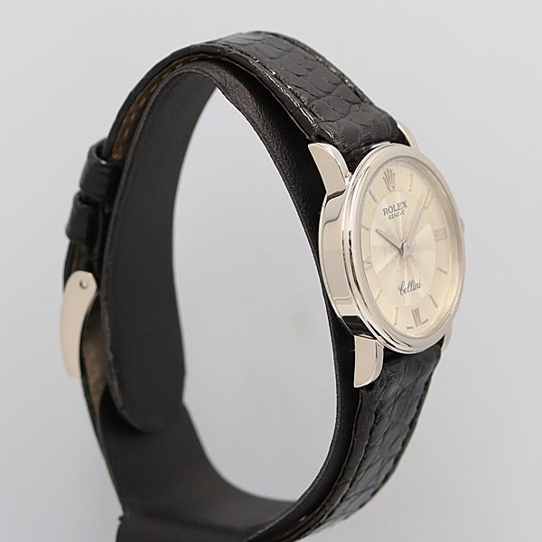 デッドストック級 ロレックス チェリーニ 6110 K667975 18K/750/WG QZ シルバー レディース腕時計 OGH 11796 ABC3705020 4OKT