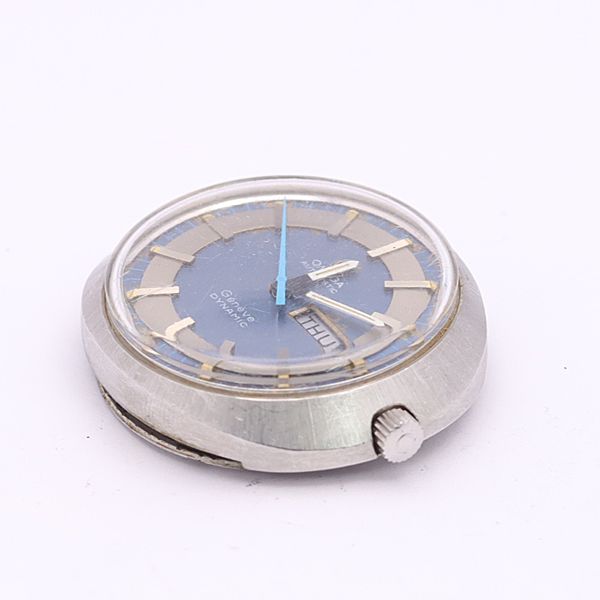 デッドストック級 オメガ AT TOOL107 ジュネーブ ダイナミック シルバー×青文字盤 トップのみ メンズ腕時計 2438ABC5930100 YSD