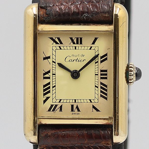 デッドストック級 国際永久保証書/箱付 カルティエ マストタンク SV925 アイボリー 手巻 レディース腕時計 NSY12804ABC 0072710 7BJK