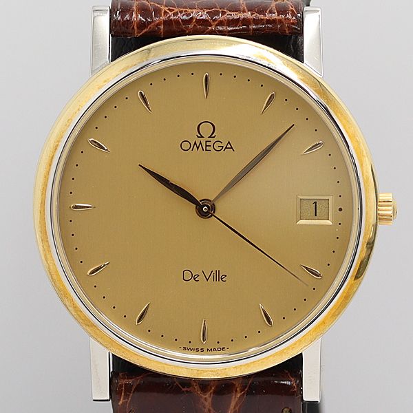 デッドストック級 保/箱付 オメガ デビル 742011 QZ ゴールド文字盤 1ERT メンズ腕時計 OGH 10334ABC0068200