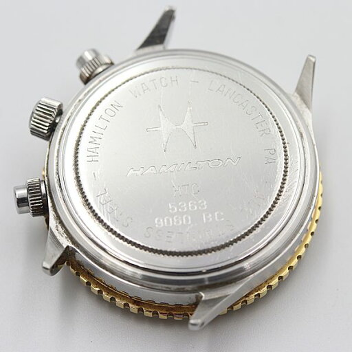 デッドストック級 保/箱付 稼働 良品 ハミルトン HTC クロノグラフ 黒文字盤 AT/自動巻 デイト メンズ腕時計 NSY13226ABC 0139700 8OKT