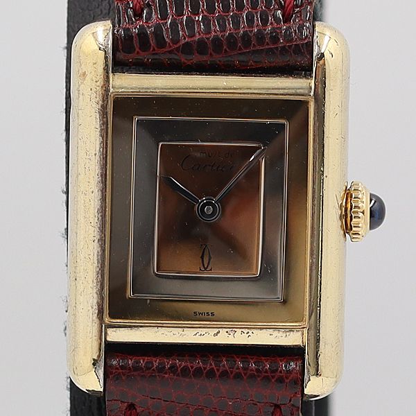 デッドストック級 稼働 永久保証/箱付 カルティエ マストタンク SV925 アイボリー文字盤 手巻 レディース腕時計 OGH 9542ABC0719900