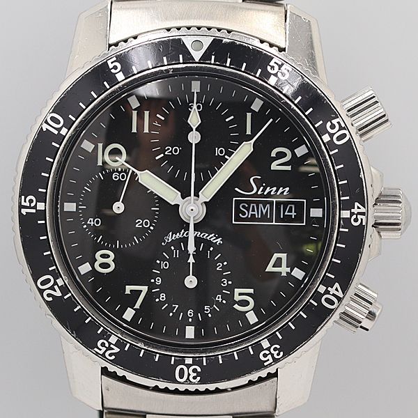 デッドストック級 稼働 良品 ジン 103.11817 AT 黒文字盤 デイデイト メンズ腕時計 OGH 2963ABC0190410