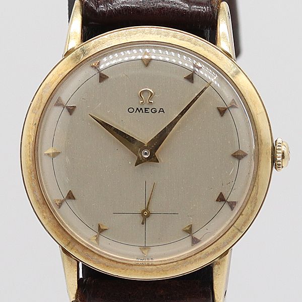 デッドストック級 オメガ 手巻き トップ14K/585 25.0g スモセコ ラウンド シルバー文字盤 メンズ腕時計 2606ABC 0027500STU