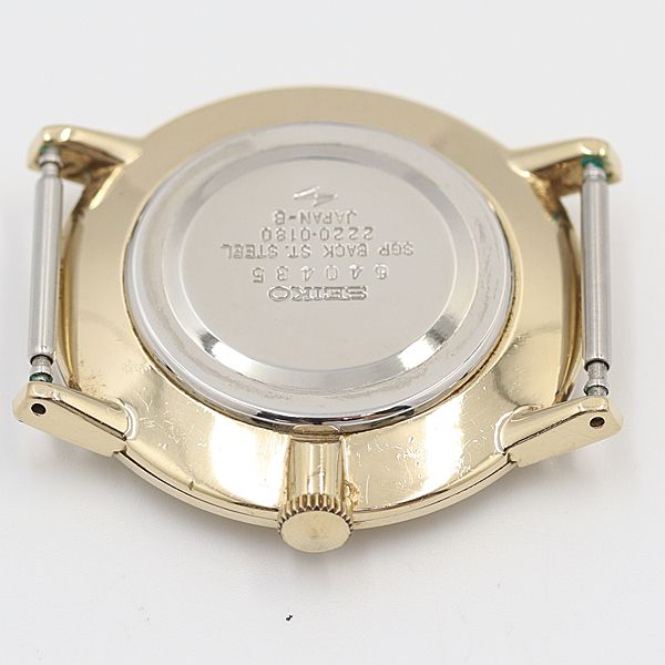 デッドストック級 稼働 良品 セイコー シャリオ 2220-0180 アイボリー 手巻 ヴィンテージ メンズ腕時計 NSY12639ABC 0044000 7MGT