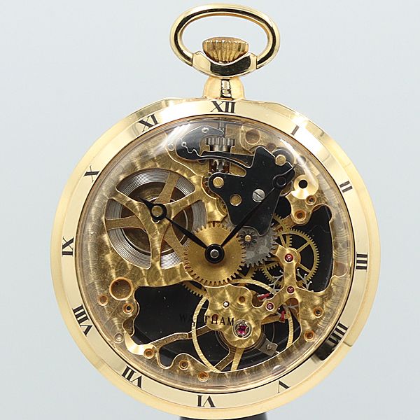 デッドストック級 稼働 未使用品 箱付 定価約¥45,000 ウォルサム 手巻 スケルトンポケット スケルトン文字盤 懐中時計 9351ABC0886100STU