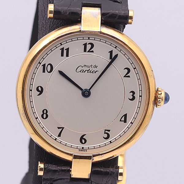 デッドストック級 カルティエ QZ 390003 マストヴァンドーム SV925 ラウンド シルバー文字盤 メンズ腕時計 9659ABC0123200YSD