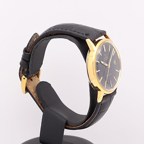 デッドストック級 稼働 良品 オメガ AT/自動巻 ジュネーブ 純正尾錠 黒文字盤 デイト ラウンド メンズ腕時計 7118ABC0028600KNK