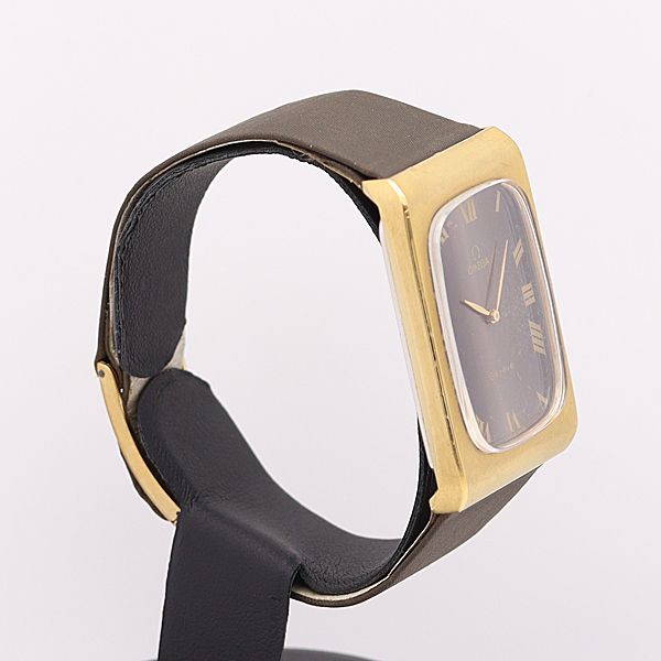 デッドストック級 稼働 良品 オメガ 手巻き ジュネーブ ブラウン文字盤 スクエア メンズ腕時計 7115ABC5811300KNK