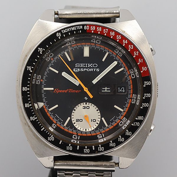 デッドストック級 稼動 良品 セイコー スピードタイマー 黒文字盤 AT/自動巻 6139-6032 クロノ メンズ腕時計 OGH 10064ABC0235400SGT