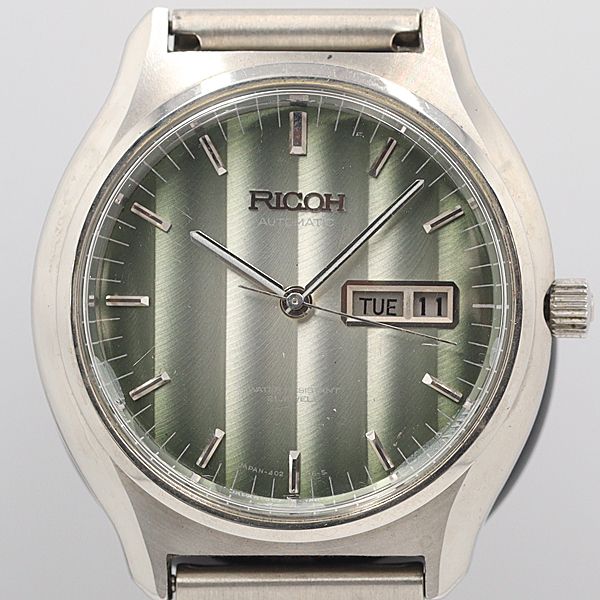 デッドストック級 稼働 リコー 21石 グリーン文字盤 デイデイト AT メンズ腕時計 OGH 9049ABC0224000