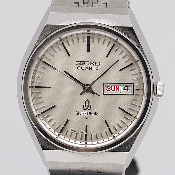 デッドストック級 QZ セイコー スーペリア 4883-8000 デイデイト シルバー文字盤 XYZ メンズ腕時計 KOR ABC4762 0112000