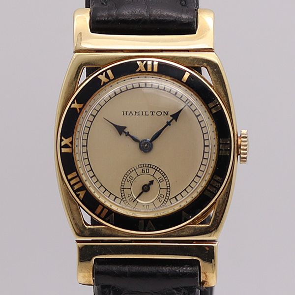 デッドストック級 稼働 良品 ハミルトン 手巻き パイピングロック 14KT シャンパン文字盤 ボーイズ/メンズ腕時計 7021ABC 0461010SMD