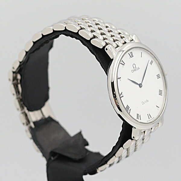 デッドストック級 保付 稼働 良品 オメガ デビル 7500.23 白文字盤 ラウンド QZ メンズ腕時計 NSY14930ABC 0235400 1DIT