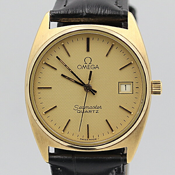デッドストック級 オメガ シーマスター Cライン アイボリー文字盤 デイト QZ プッシュ式 メンズ腕時計 NSY14993ABC 2000000 NSK