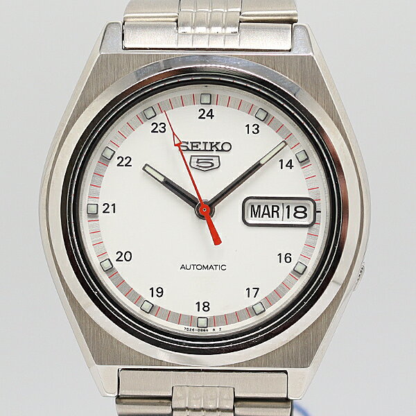 デッドストック級 稼働 美品 セイコー 5 7S26-8760 AT/自動巻 白文字盤 デイデイト メンズ腕時計 0528000 4ERT KMR ABC 15861