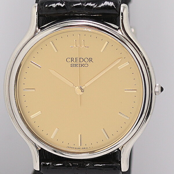 デッドストック級 箱付 稼働 セイコー クレドール 8J81-6A30 QZ ゴールド文字盤 メンズ腕時計 2685100 10TLT MST ABC16691