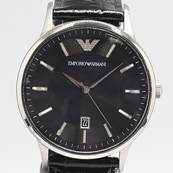 デッドストック級 稼働 良品 エンポリオアルマーニ AR-11186 QZ ブラック文字盤 メンズ腕時計 0583000 10BLT ABC16871 SMZ