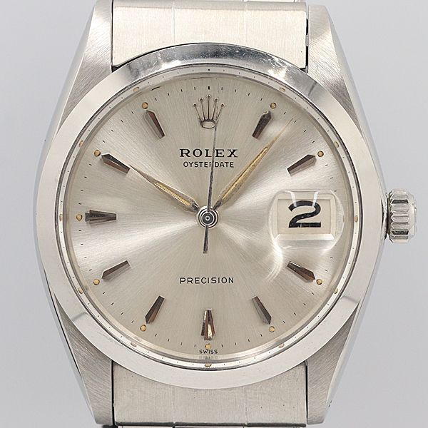 オイスター 腕時計（メンズ） デッドストック級 稼働 良品 ロレックス オイスターデイト プレシジョン シルバー文字盤 手巻 メンズ腕時計 OGH 1979ABC5062220