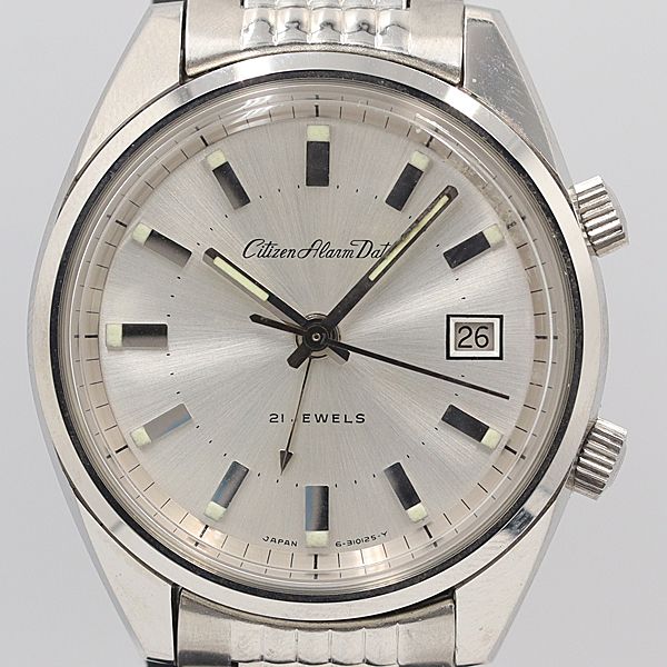 デッドストック級 稼働 良品 シチズン 4-310098Y アラーム デイト AT シルバー文字盤 デイト メンズ腕時計 OGH 2745ABC0068200のサムネイル