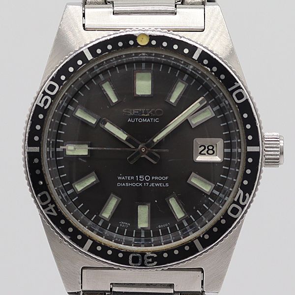 デッドストック級 稼働 良品 セイコー AT 6217-8000 ファーストダイバー デイト 150M 黒文字盤 メンズ腕時計 STU 829ABC5287340のサムネイル