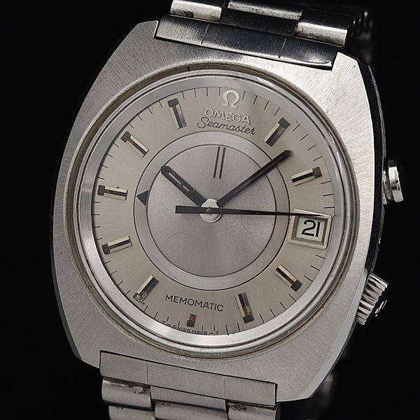 オメガ シーマスター デイト シルバー文字盤 AT 極上 希少アンティーク メンズ腕時計 OGH ABC0315710 デッドストック