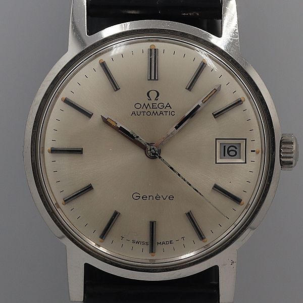 デッドストック級 稼働 良品 オメガ ジュネーブ デイト シルバー文字盤 AT/自動巻 メンズ腕時計 OGH 5412ABC0022400