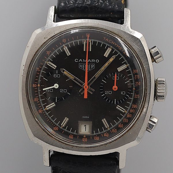 デッドストック級 稼働 ホイヤー カマロ デイト 黒文字盤 クロノ 手巻 メンズ腕時計 OGH 5457ABC5848200